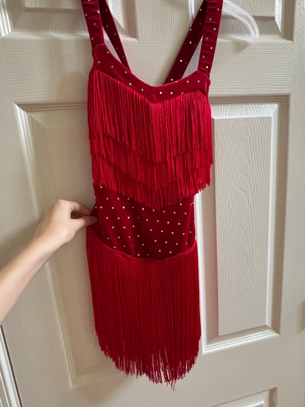Weissman Red Dance Costume with Rhinestone Accents